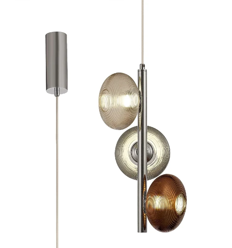 Track lighting for creating a moody atmosphereRafina Multiple Pendant, 3 x 8W LED, 4000K, Smoked, Copper & Champagne/Polished Chrome, 3yrs Warranty IP20
