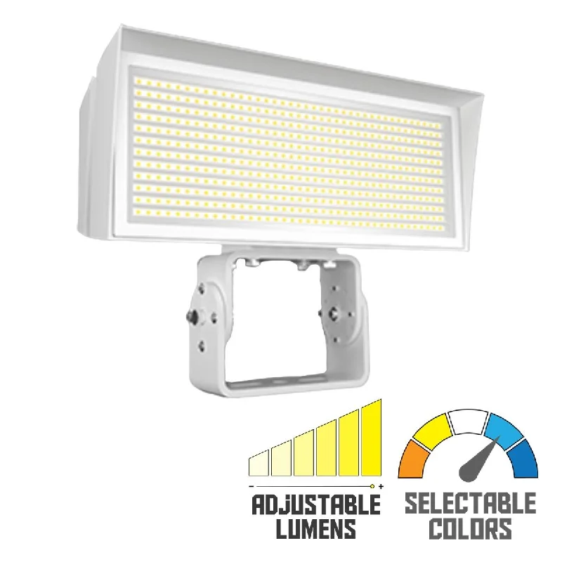 Waterproof Industrial Lighting for Wet AreasLED Flood Light, 120/230W, 38600 Lumens, 4000K/5000K, 120-277V, Trunnion Mount, White