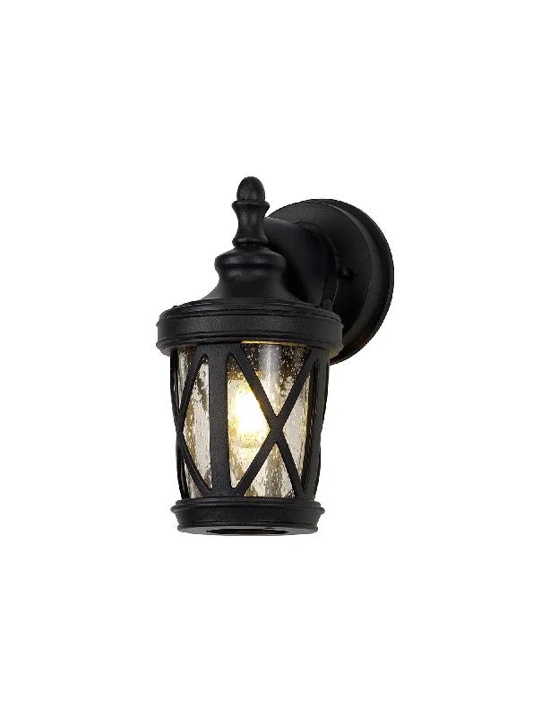 Track lighting with a decorative track designAlcover Down Round Criss Cross/Round Grid/Round/Square Criss Cross Outdoor Wall Lamp, 1 x E27, IP44, Sand Black & Clear Seeded Glass, 2yrs Warranty Track lighting with a decorative track designAlcover Down Round Criss Cross/Round Grid/Round/Square Criss Cross Outdoor Wall Lamp, 1 x E27, IP44, Sand Black & Clear Seeded Glass, 2yrs Warranty