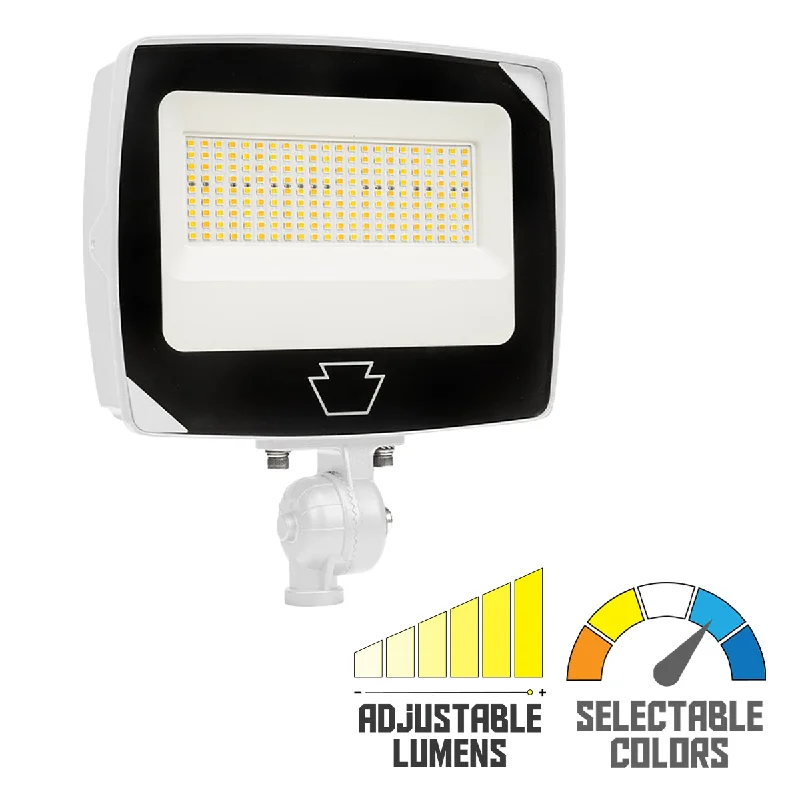 Dimmable Industrial Lighting for Ambiance ControlLED Flood Light, 5250 Lumens, 35W, 30K|40K|50K, Knuckle|Yoke, Photocell, 120-277V, White Dimmable Industrial Lighting for Ambiance ControlLED Flood Light, 5250 Lumens, 35W, 30K|40K|50K, Knuckle|Yoke, Photocell, 120-277V, White