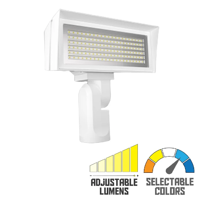 Industrial Emergency Lighting for Safety in FactoriesLED Flood Light, 52/80W, 10800 Lumens, 4000K/5000K, 120-277V, Slipfitter Mount, White Industrial Emergency Lighting for Safety in FactoriesLED Flood Light, 52/80W, 10800 Lumens, 4000K/5000K, 120-277V, Slipfitter Mount, White