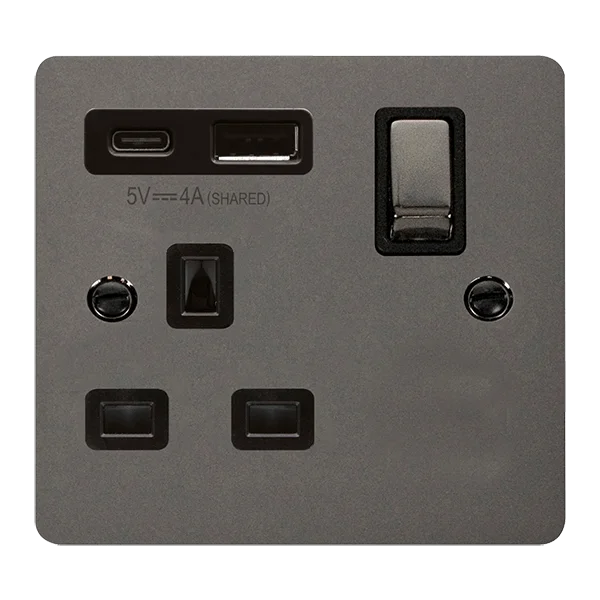 Track lighting with a chunky, bold designDefine 'INGOT' 13A 1 GANG SWITCHED SAFETY SHUTTER SOCKET OUTLET WITH TYPE A & C USB (4A) OUTLETS Track lighting with a chunky, bold designDefine 'INGOT' 13A 1 GANG SWITCHED SAFETY SHUTTER SOCKET OUTLET WITH TYPE A & C USB (4A) OUTLETS