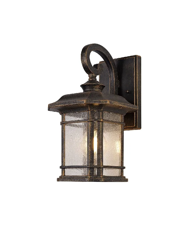 Track lighting for adding a touch of eleganceGavyn Half Wall Lamp, 1 x E27, Brushed Black Gold/Seeded Glass, IP54, 2yrs Warranty Track lighting for adding a touch of eleganceGavyn Half Wall Lamp, 1 x E27, Brushed Black Gold/Seeded Glass, IP54, 2yrs Warranty