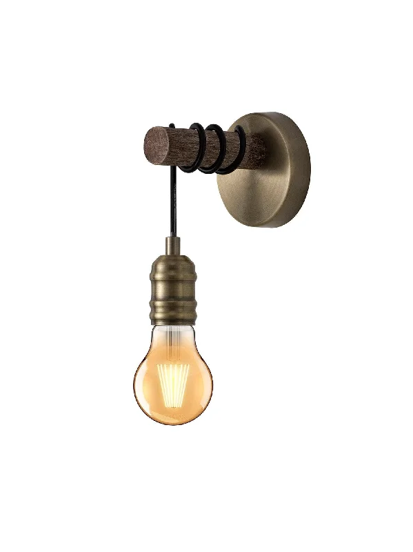 Outdoor - rated track lighting for patiosAmbover Wall Lamp, 1 x E27, Medium Oak & Antique Brass IP20 Outdoor - rated track lighting for patiosAmbover Wall Lamp, 1 x E27, Medium Oak & Antique Brass IP20