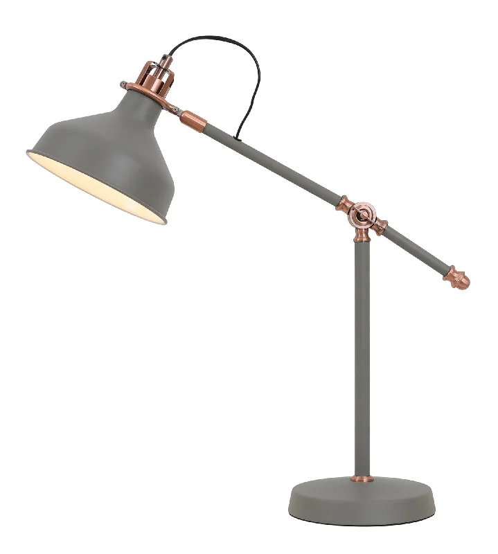 Track lighting for highlighting bookcasesJetson Adjustable Table Lamp, 1 x E27, Sand Grey/Copper/White IP20 Track lighting for highlighting bookcasesJetson Adjustable Table Lamp, 1 x E27, Sand Grey/Copper/White IP20