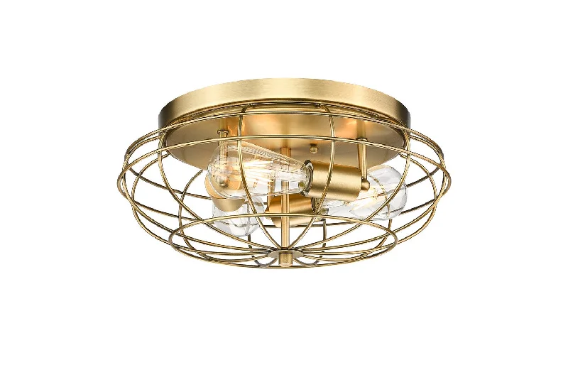Industrial Ceiling - Mounted Lighting for Assembly PlantsAustere Three Light Flush Mount Industrial Ceiling - Mounted Lighting for Assembly PlantsAustere Three Light Flush Mount