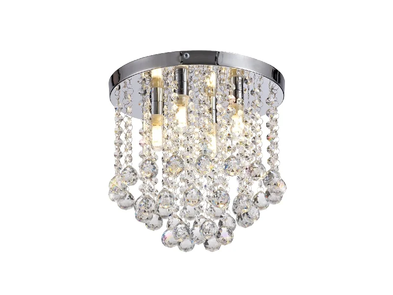Track lighting with clear glass shadesEnvoy Ceiling Light, 4 x G9, IP44, Polished Chrome & Crystal Bathroom Ceiling Light