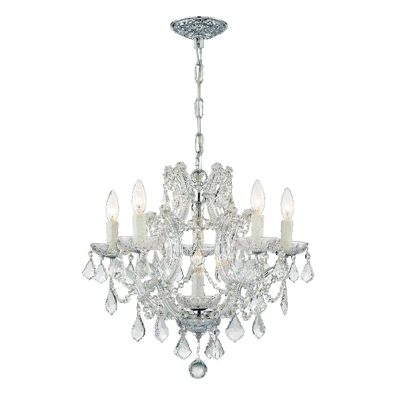 Chandeliers with Metal Frames in Black FinishChandeliers with Metal Frames in Black FinishMaria Theresa 6 Light Clear Italian Crystal Polished Chrome Chandelier Chandeliers with Metal Frames in Black FinishChandeliers with Metal Frames in Black FinishMaria Theresa 6 Light Clear Italian Crystal Polished Chrome Chandelier