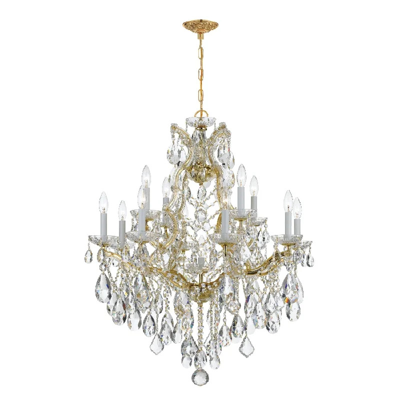 Chandeliers with Metal Frames in Bronze FinishChandeliers with Metal Frames in Bronze FinishMaria Theresa 13 Light Spectra Crystal Gold Chandelier Chandeliers with Metal Frames in Bronze FinishChandeliers with Metal Frames in Bronze FinishMaria Theresa 13 Light Spectra Crystal Gold Chandelier