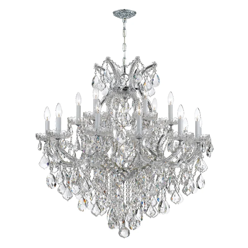 Chandeliers with Metal Frames in Silver FinishChandeliers with Metal Frames in Silver FinishMaria Theresa 19 Light Clear Italian Crystal Polished Chrome Chandelier Chandeliers with Metal Frames in Silver FinishChandeliers with Metal Frames in Silver FinishMaria Theresa 19 Light Clear Italian Crystal Polished Chrome Chandelier