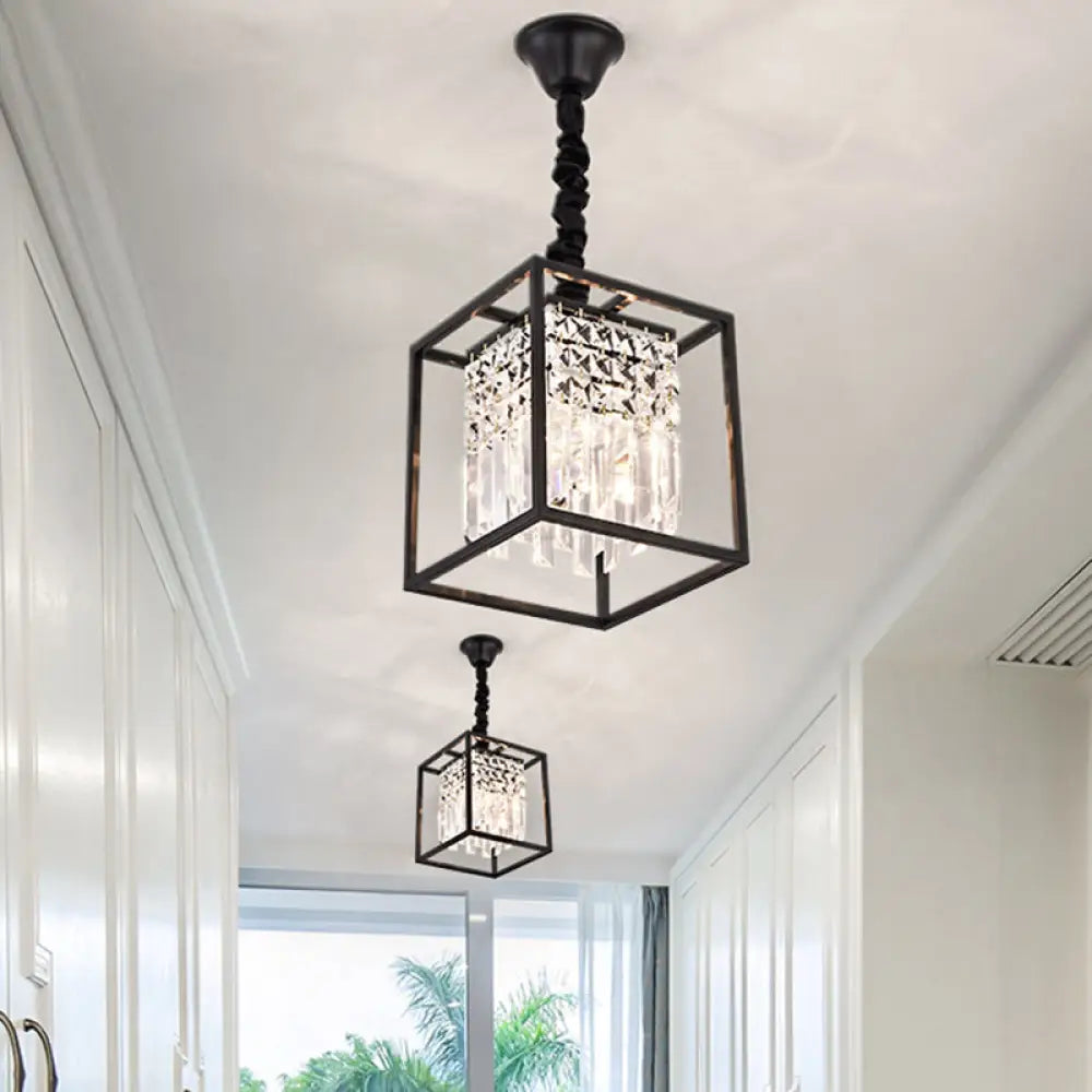 Chandeliers with Metal Frames in Black FinishChandeliers with Metal Frames in Black FinishModern Black Square Crystal Rod Pendant Chandelier with 2 Heads - Ideal for Corridors Chandeliers with Metal Frames in Black FinishChandeliers with Metal Frames in Black FinishModern Black Square Crystal Rod Pendant Chandelier with 2 Heads - Ideal for Corridors