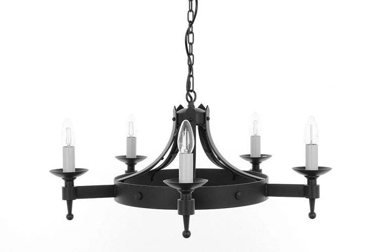 Chandeliers with Metal Frames in Silver FinishChandeliers with Metal Frames in Silver FinishSMITHBROOK Saxon 5lt Ceiling Light Matt Black