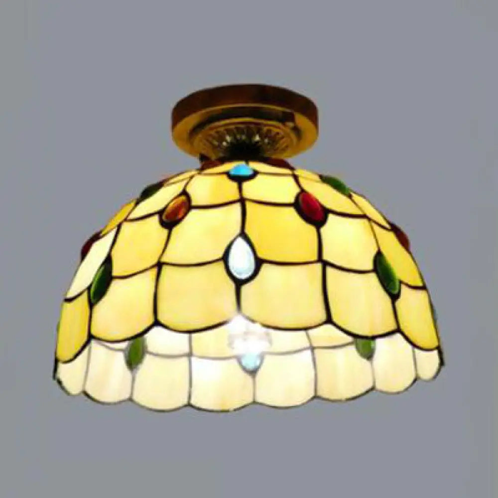 Chandeliers with Adjustable Height for Custom InstallationChandeliers with Adjustable Height for Custom InstallationRustic Tiffany Stained Glass Flush Light with Nature-inspired Pattern and Antique Brass Finish