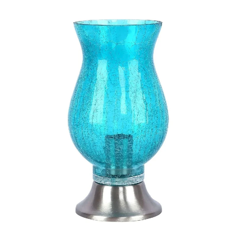 Peacock-Blue Crackle Glass w/ Brushed Nickel