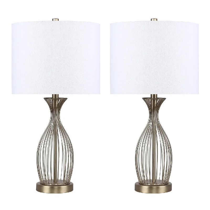leather table lamps with a distressed texture for a rugged charmleather table lamps with a distressed texture for a rugged charmCinched Canary 25.5" Metal Table Lamps (Set of 2)