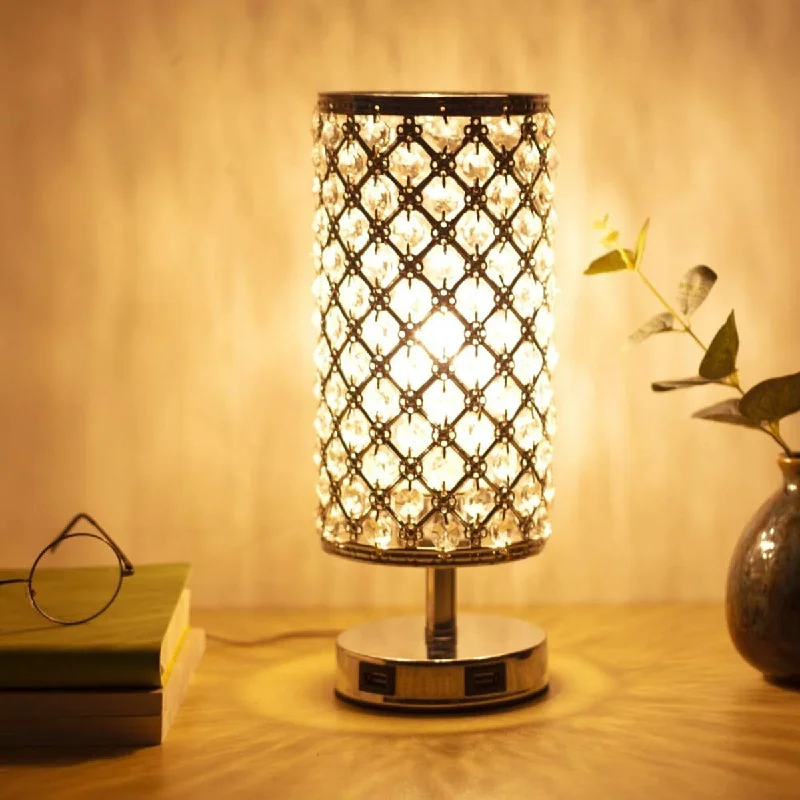 leather table lamps with a distressed texture for a rugged charmleather table lamps with a distressed texture for a rugged charmModern Crystal Bedside Lamps with 2 USB Charging Ports
