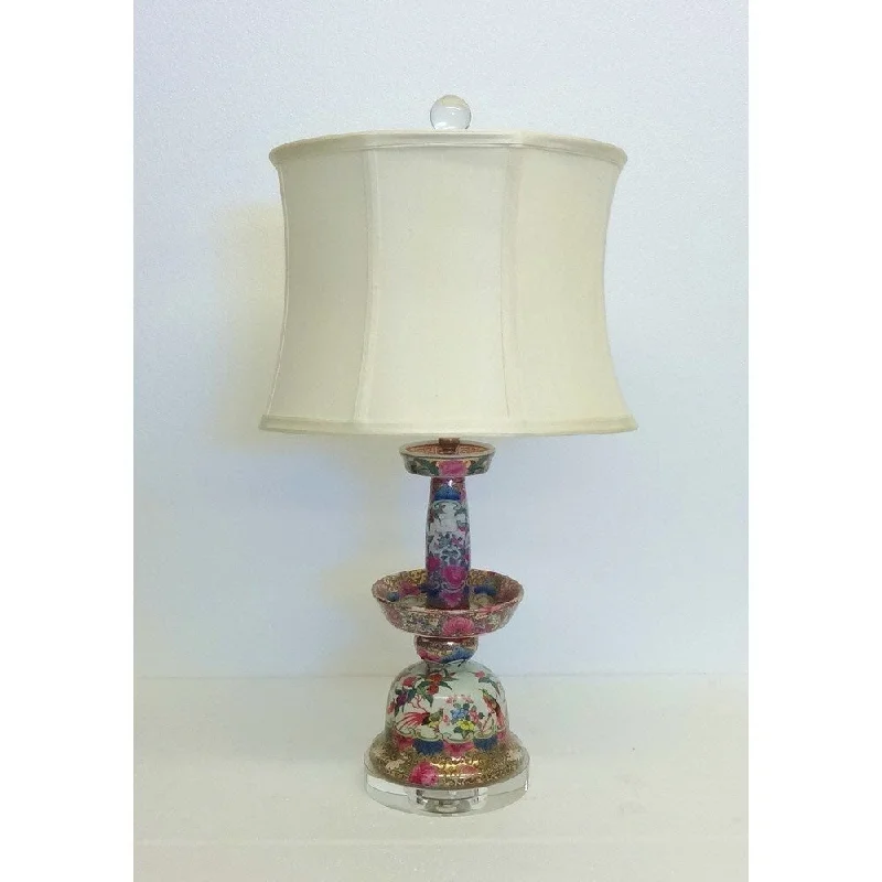 rustic farmhouse table lamps for cozy kitchensrustic farmhouse table lamps for cozy kitchensRose Medallion Bell-like Porcelain Table Lamp