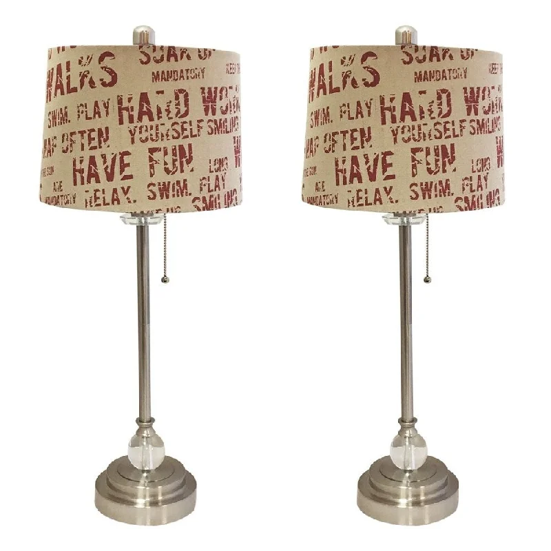 modern minimalist table lamps for contemporary living roomsmodern minimalist table lamps for contemporary living roomsRoyal Designs 28" Brushed Nickel Lamp with Cream and Red Relaxing Phrase Print Drum Hardback Lamp Shade, Set of 2 modern minimalist table lamps for contemporary living roomsmodern minimalist table lamps for contemporary living roomsRoyal Designs 28" Brushed Nickel Lamp with Cream and Red Relaxing Phrase Print Drum Hardback Lamp Shade, Set of 2