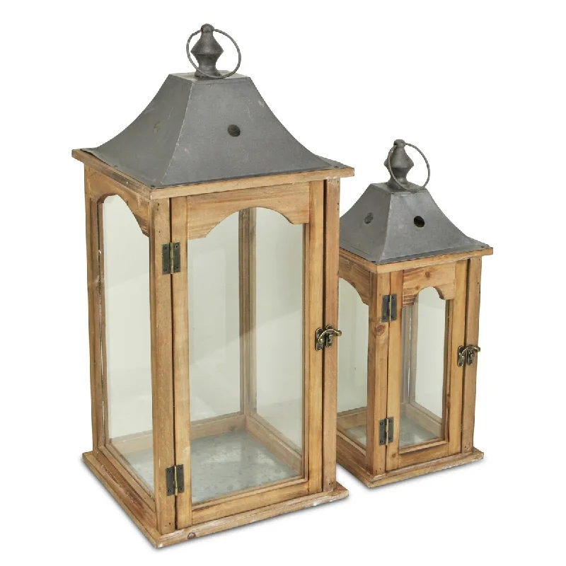 modern minimalist table lamps for contemporary living roomsmodern minimalist table lamps for contemporary living roomsSet of 2 Brown Wood finished Frame Glass and Metal Top Lanterns